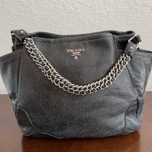 Prada black crinkle leather purse.